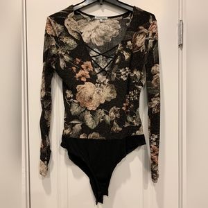 Charlotte Russe Floral Bodysuit - Size L